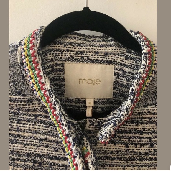 Maje Tweed Embellished Jacket Sz FR 36 - Picture 9 of 16